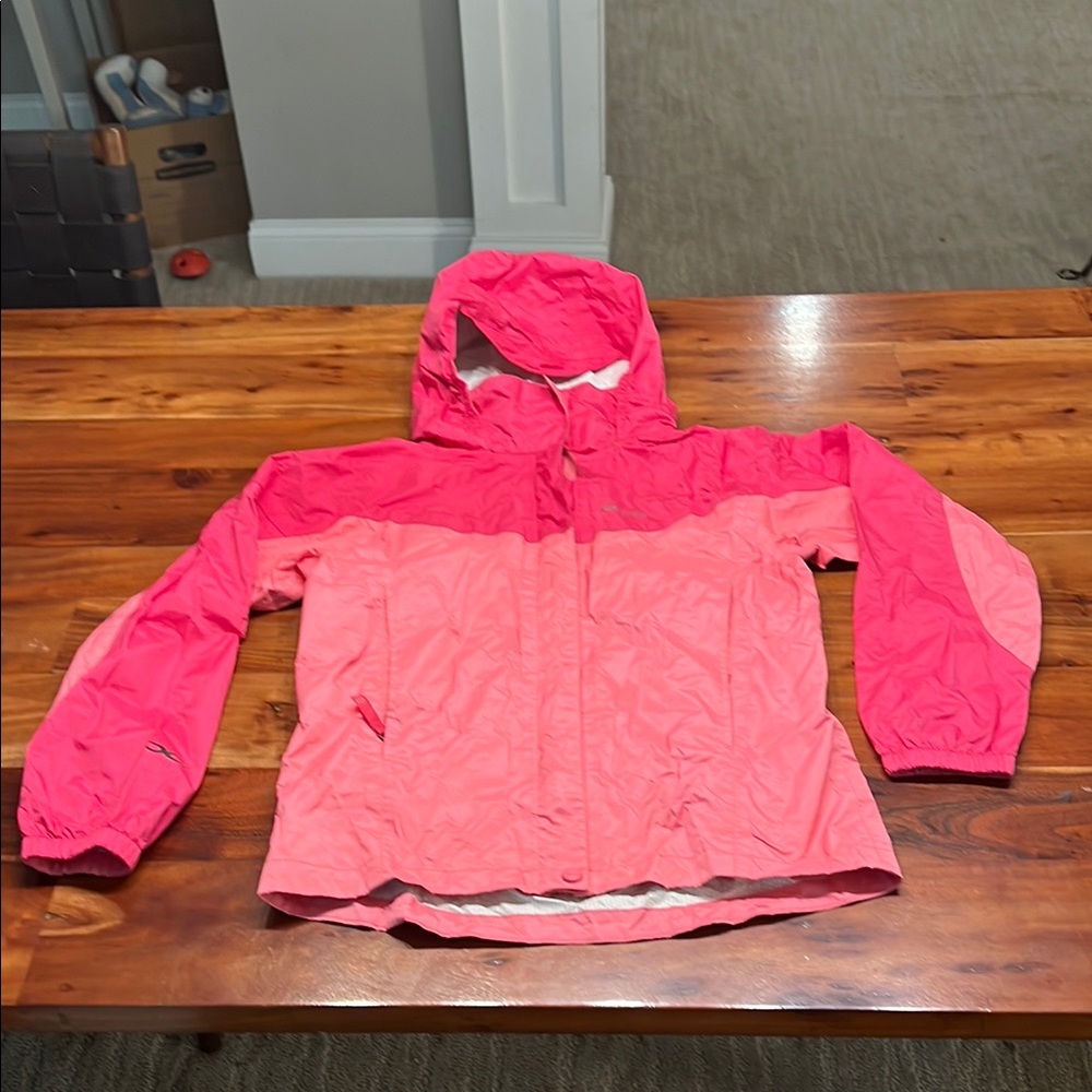 Marmot 2-Tone Pink Hooded PreCip Raincoat Girls Size L